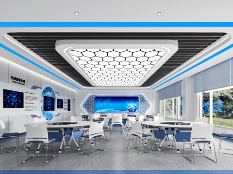  现代智慧教室3d模型 