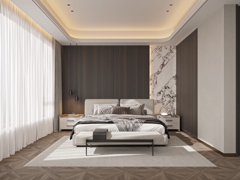 意式现代卧室3d模型 