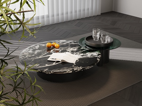  现代意式茶几 子母茶几3d模型 