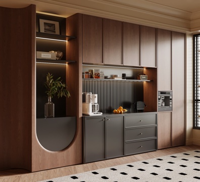 中古风餐边柜 橱柜su模型