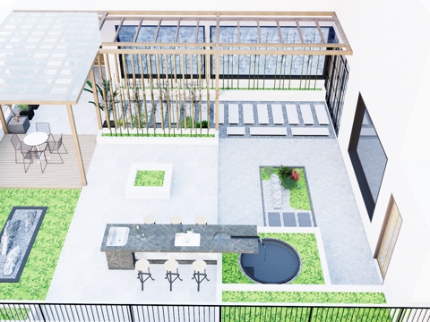  微景观 室内景观 水景 景观 庭院 阳光房 屋顶花园su模型 