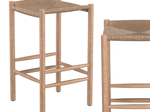  新中式侘寂实木吧台椅3d模型 