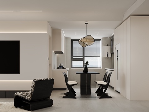  现代简约客餐厅3d模型 