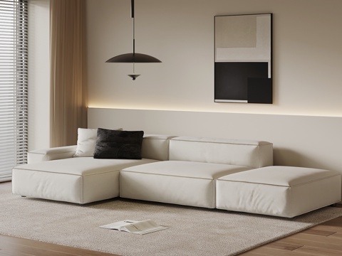  现代多人沙发 布艺休闲沙发3d模型 