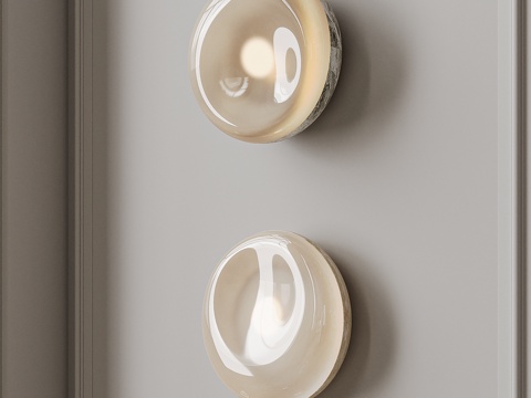  现代壁灯组合 圆形壁灯 轻奢壁灯 玻璃壁灯3d模型 