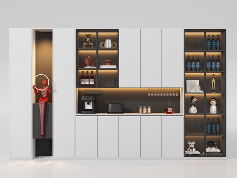  现代酒柜3d模型 