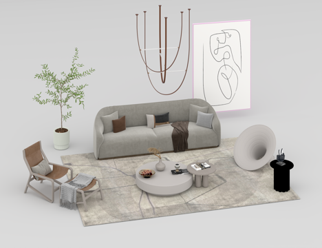  沙发组合3d模型 