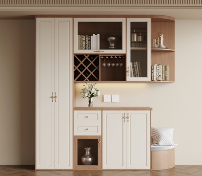  侘寂中古风玄关柜 餐边柜su模型 