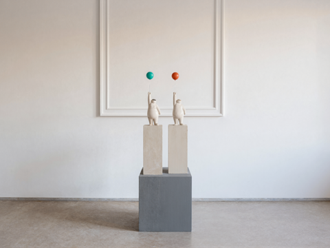 现代小熊雕塑_摆件_气球su模型