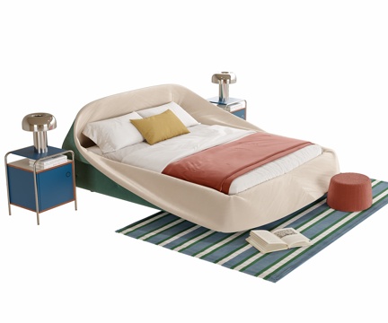 现代儿童床 儿童床头柜su模型