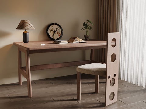 中古风书桌椅su模型