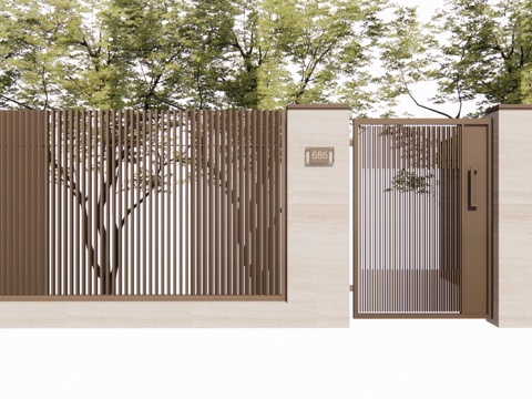  庭院门 门 庭院 屋顶花园 庭院灯 水池 造景 微景观su模型 