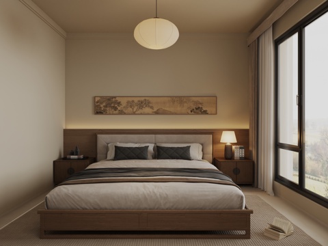 宋代美学主卧主人房客房房间su模型