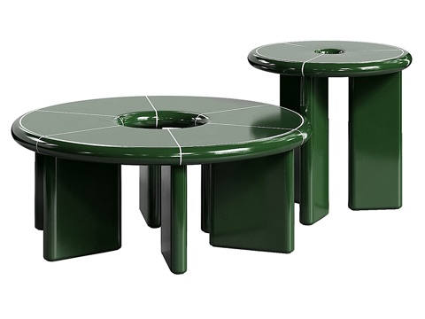  现代意式绿色陶瓷茶几组合3d模型 