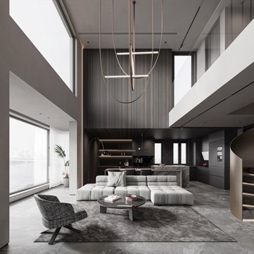  现代客餐厅3d模型 