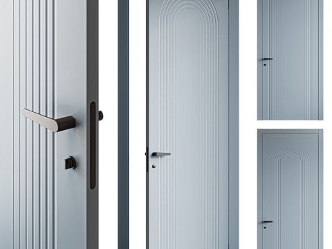  现代奶油风室内单开门3d模型 