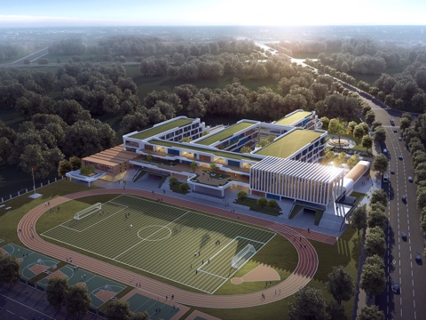  现代 职业学校 鸟瞰规划 鸟瞰3D模型3d模型 