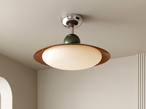  中古圆盘吸顶灯 复古卧室吸顶灯 餐厅吸顶灯3d模型 