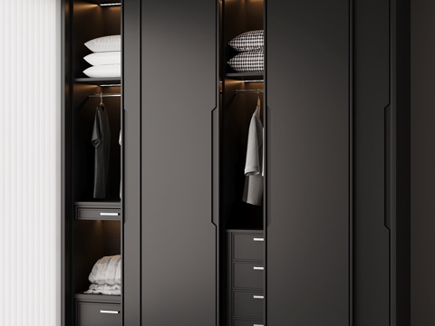 现代意式衣柜su模型