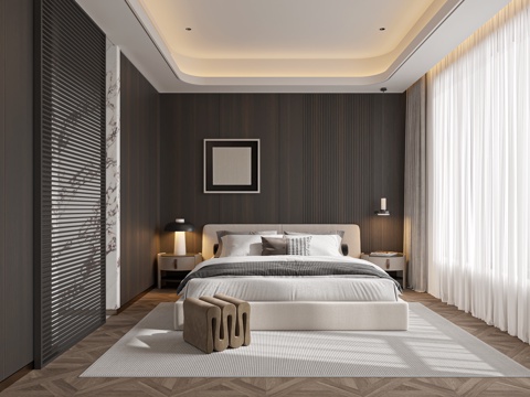  意式现代主卧3d模型 