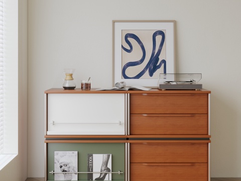  现代中古储物柜 包豪斯装饰柜 储物柜 收纳柜3d模型 