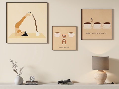  现代，简约，抽象，装饰画3d模型 