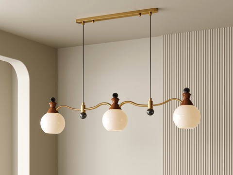 法式餐厅吊灯 复古三头吧台吊灯su模型