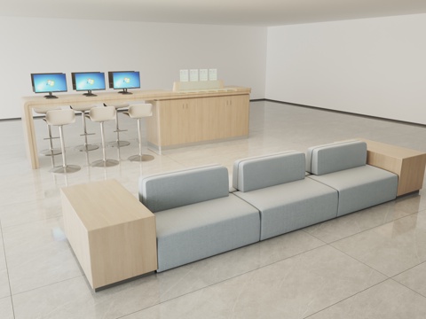  现代填单台填单台桌椅自助区等候区沙发3d模型 