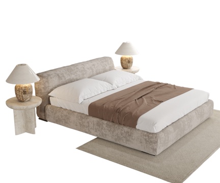  现代双人床3d模型 