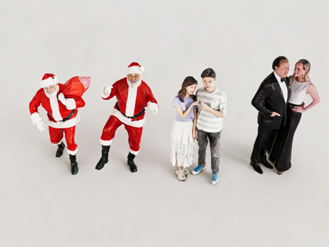 人物模型 5角色 圣诞老人 情侣 年轻人 多姿态su模型