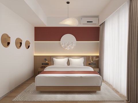  现代宾馆 酒店客房 标间3d模型3d模型 