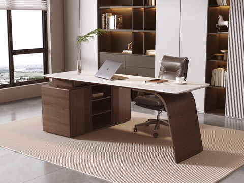 现代办公桌 老板桌  班台桌su模型