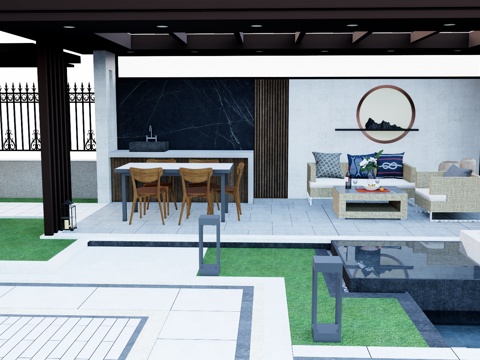  微景观 室内景观 水景 景观 庭院 阳光房 屋顶花园su模型 