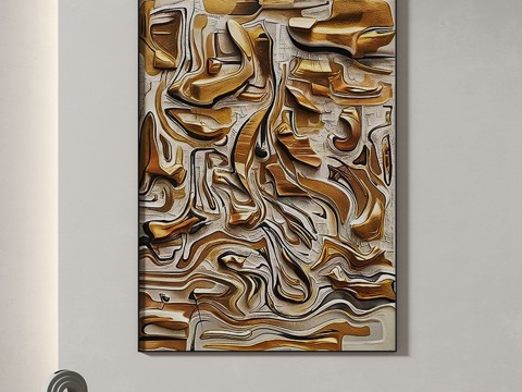  现代，轻奢，侘寂，肌理，立体，装饰画3d模型 