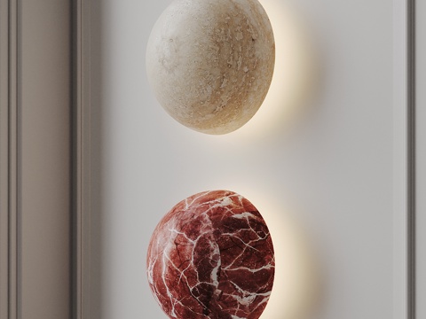 现代壁灯 云石壁灯 球型壁灯 石材壁灯 洞石壁灯 卧室壁灯su模型