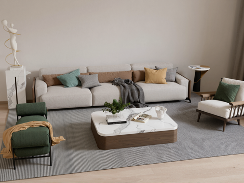 现代时尚简约沙发茶几su模型