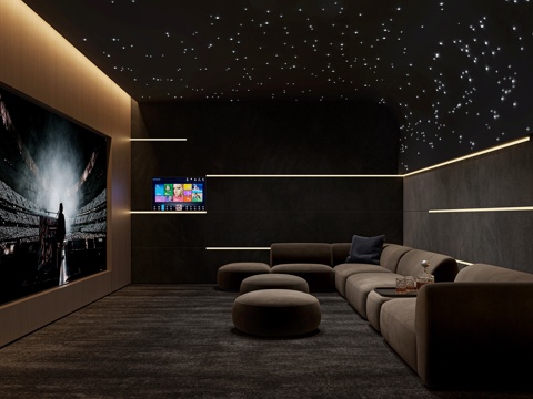  现代视听间3d模型 