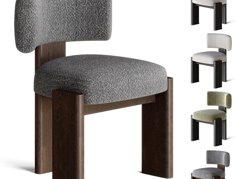  现代意式布艺木质单椅3d模型 