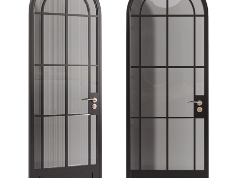  现代极简拱形玻璃门3d模型 