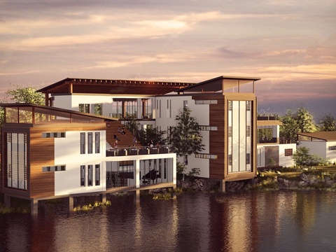 现代游客中心  游客驿站建筑su模型