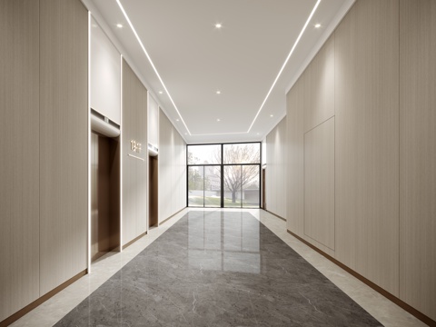  现代电梯厅3d模型 