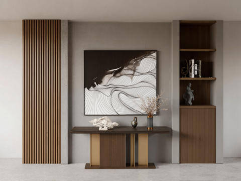  新中式端景条案玄关柜su模型 