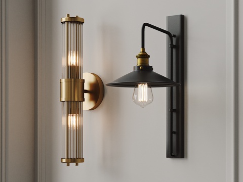  工业风LOTF壁灯 金属壁灯 黄铜壁灯3d模型 