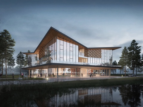 现代游客中心  游客驿站建筑su模型