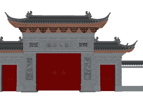 中式门头su模型