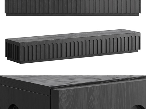  新中式侘寂实木电视柜3d模型 