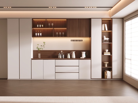  中古风餐边柜su模型 