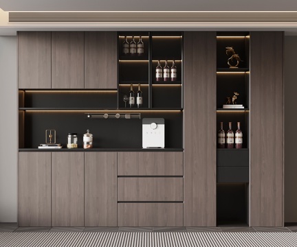  现代意式酒柜 餐边柜su模型 