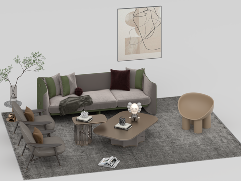  沙发组合3d模型 