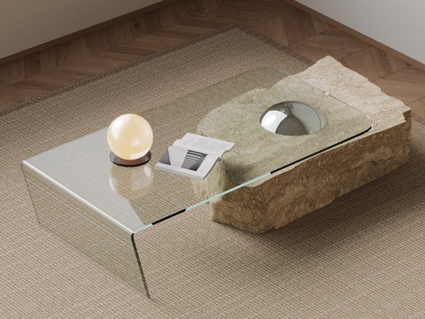  侘寂中古风茶几3d模型 